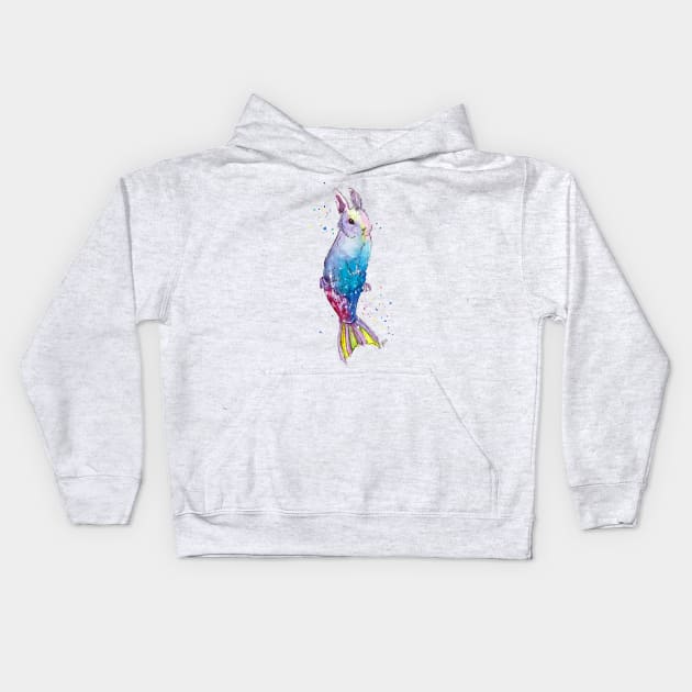 Rainbow Mermaid Bunny Kids Hoodie by aquabun